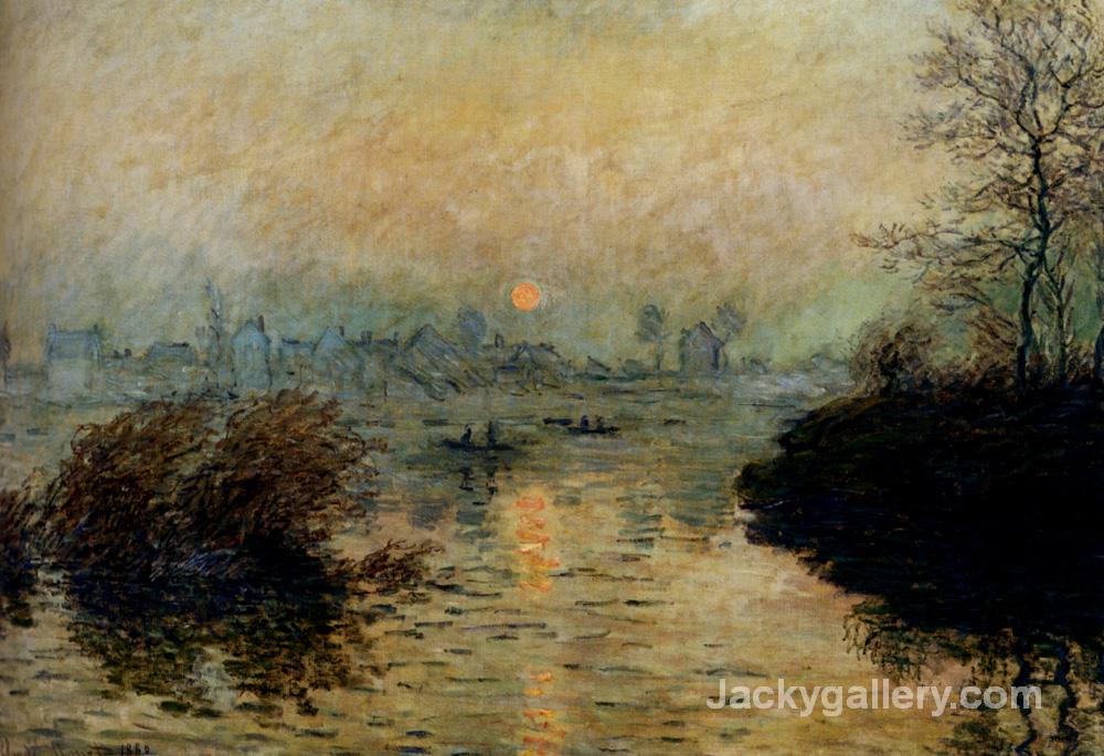 Sun Setting over the Seine at Lavacourt. Winter Effect by Claude Monet paintings reproduction